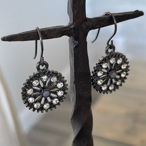 Black Steel and Crystal Earrings